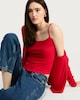 image 1 of F&F 2-Piece Ribbed Vest and Cardigan Set in Red