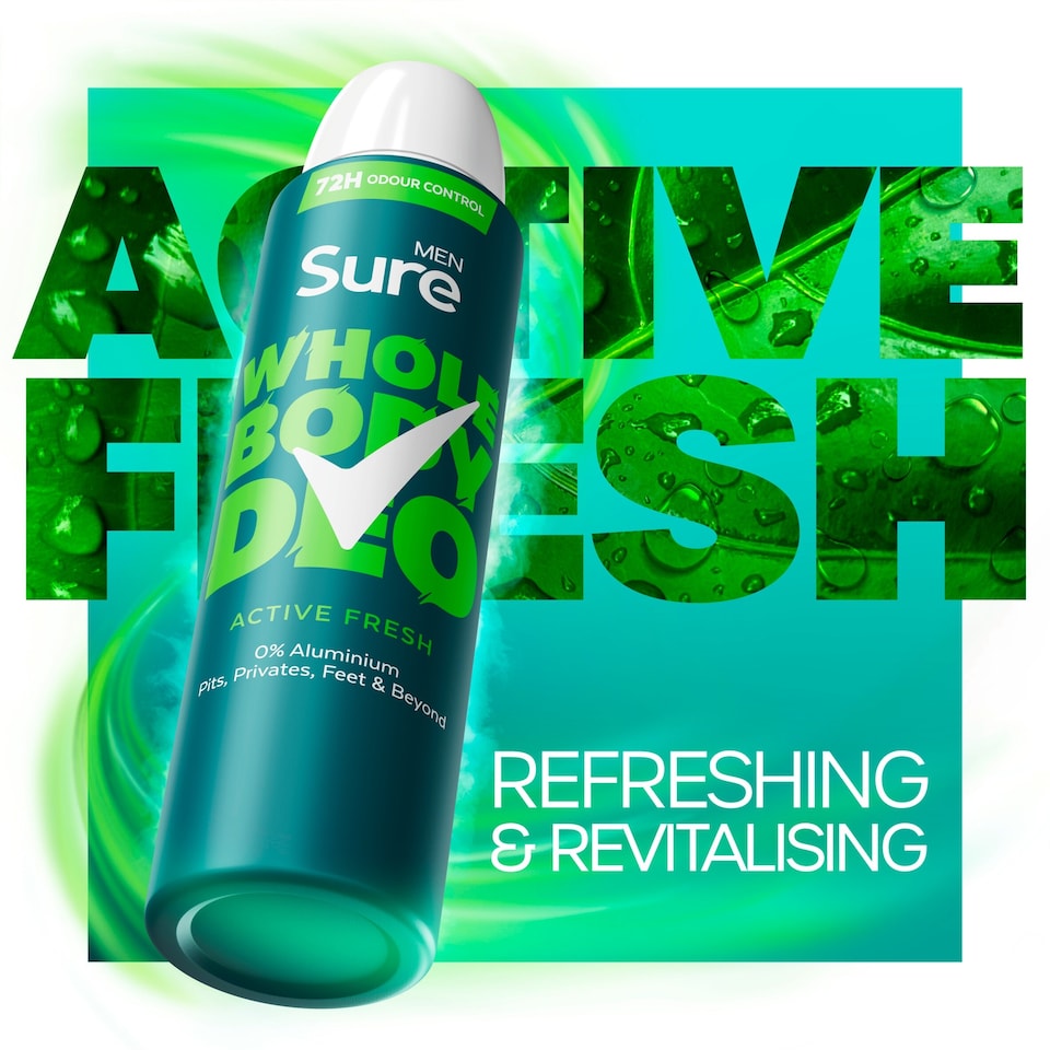 image 1 of Sure Men Active Fresh Whole Body Deodorant Spray 72h Odour Control 150ml