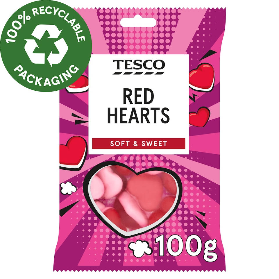 Tesco Red Hearts Jelly Candy 100 g