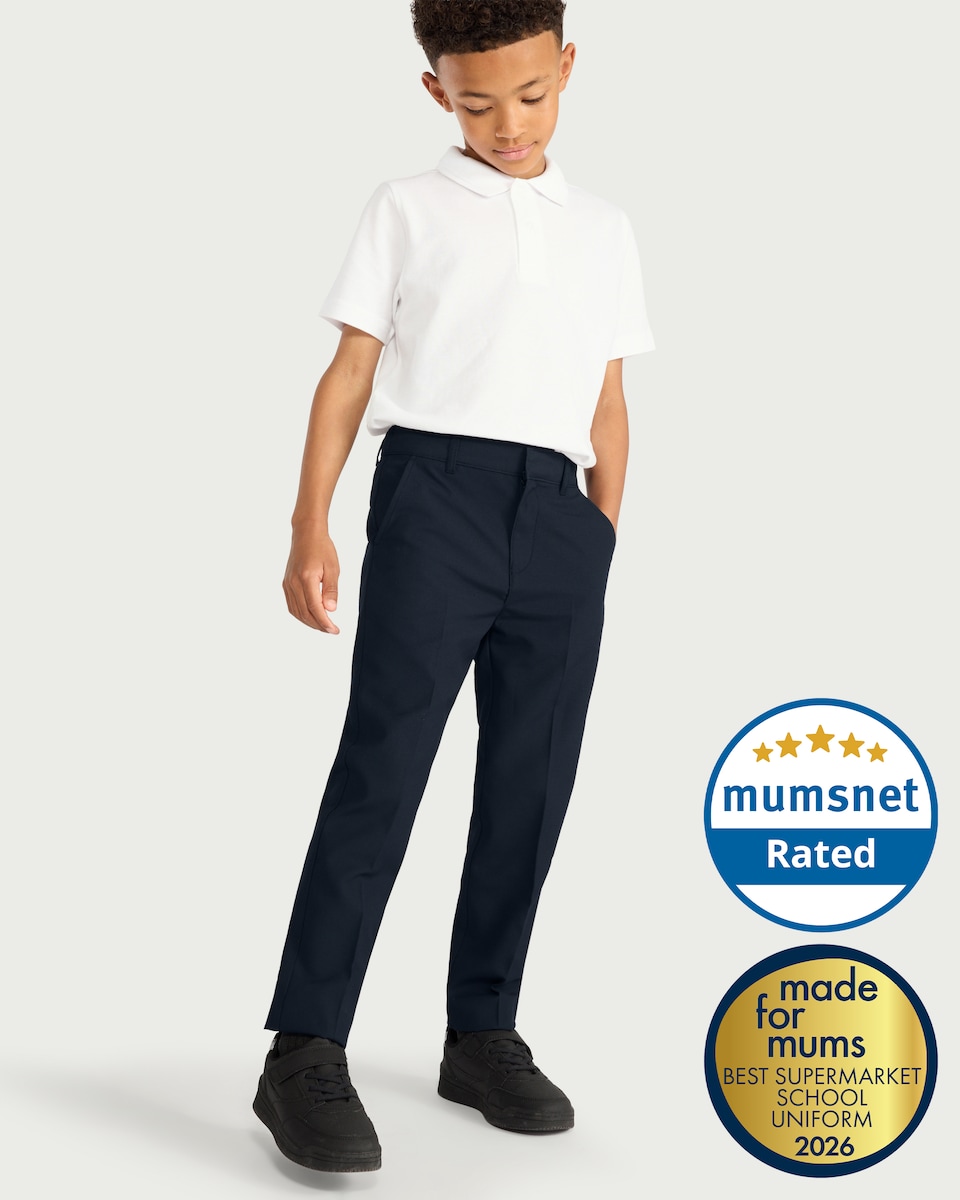 image 1 of F&F School Boys 2-Pack Slim Fit Trousers in Navy