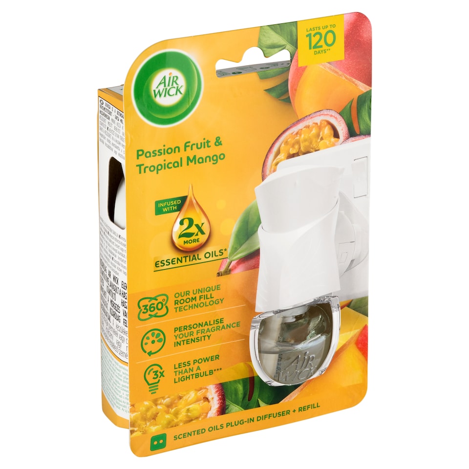 image 1 of Air Wick Electric Air Freshener Dispenser and Refill Passion Fruit and Tropical Mango 19ml