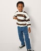 image 2 of F&F Boys Cotton Rich Striped Embroidered Sweatshirt in Brown