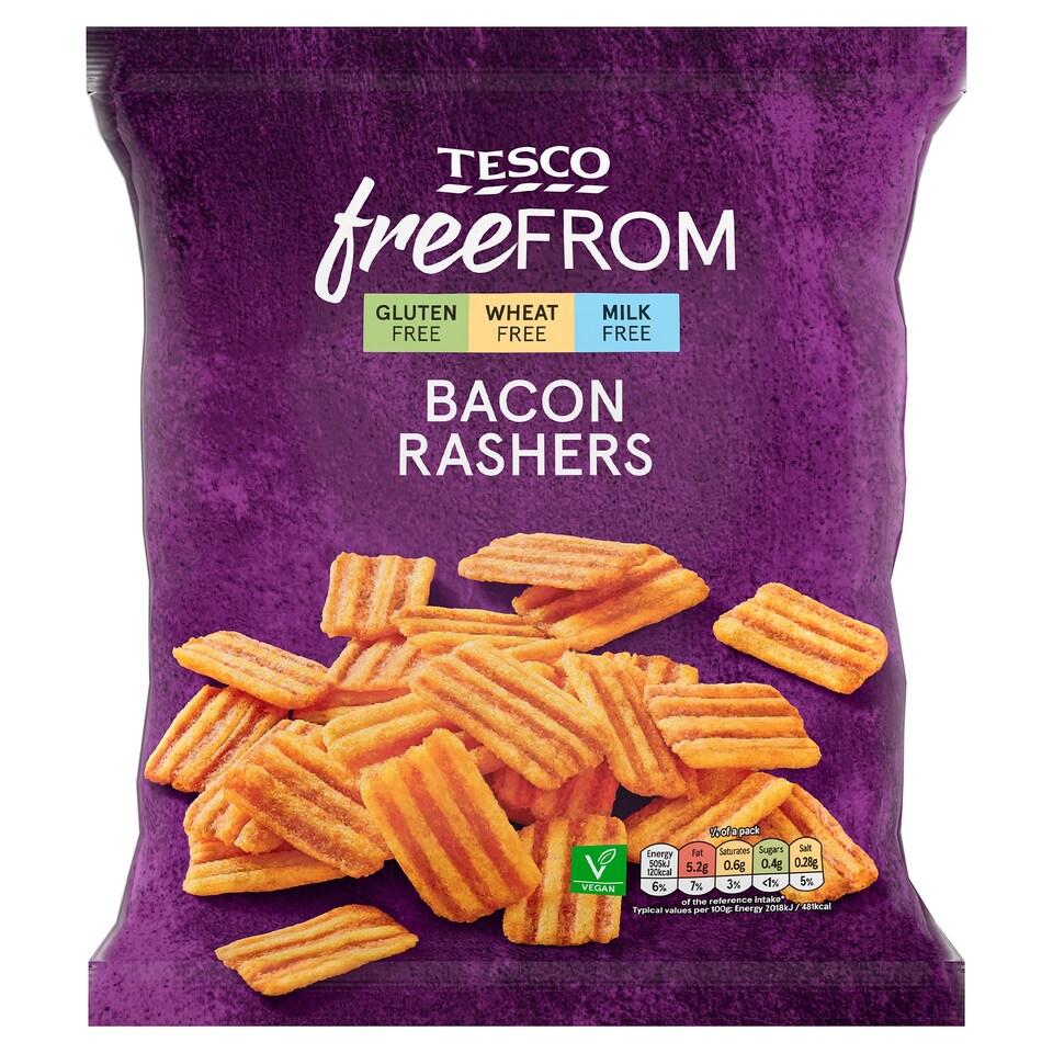 Tesco Free From Bacon Rashers Snacks 150g