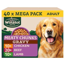 WINALOT Meaty Chunks Mixed in Gravy Wet Dog Food 40x100g