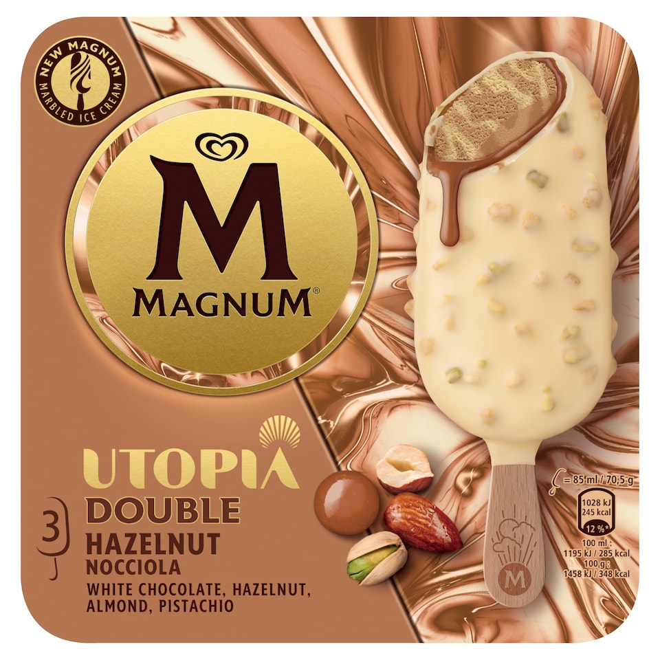 MAGNUM Multipack Jégkrém Dupla Mogyoró 3 x 85 ml