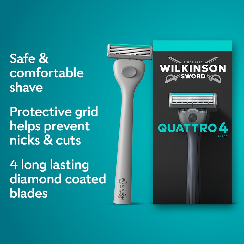 image 1 of Wilkinson Sword Quattro Men’s Razor Blade Refills 4 pack