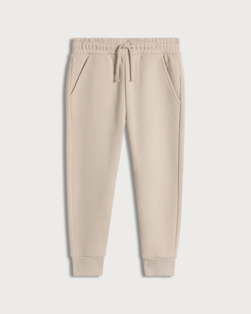 image 1 of F&F Boys Cotton Rich Cuffed Drawstring Joggers in Stone