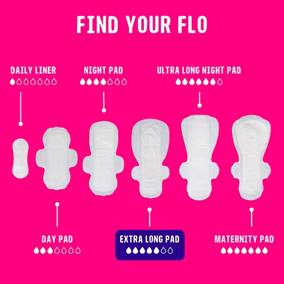 image 1 of Flo Bamboo Extra Long Period Pads with Wings (10 Pads)