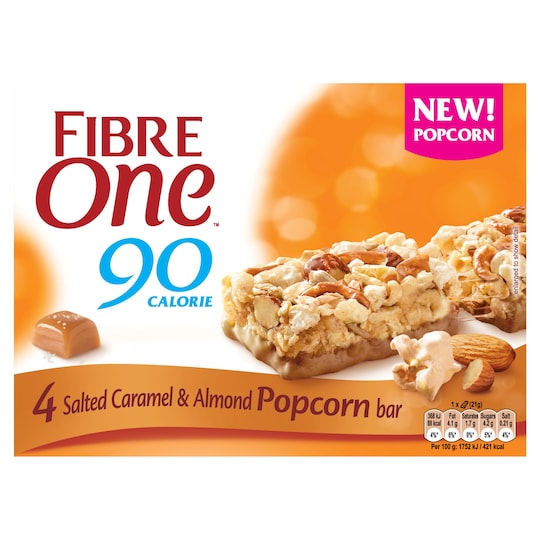 Fibre One Salted Caramel & Almond Popcorn Bar4x21g