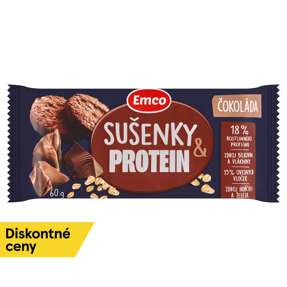 Emco Ovsené sušienky s čokoládou a proteínom 60 g