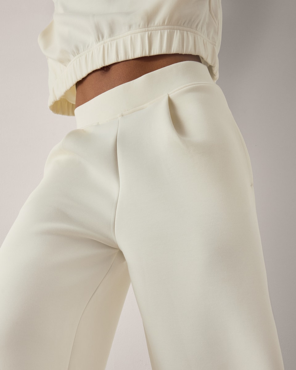 image 1 of F&F Active AFTERCLASS Scuba Wide Leg Joggers in Cream