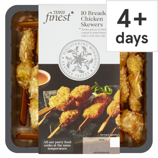 Tesco Finest Breaded Chicken Skewers With Dip 220G Tesco Groceries