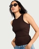 image 1 of F&F Cotton Rich Ribbed Vest in Chocolate