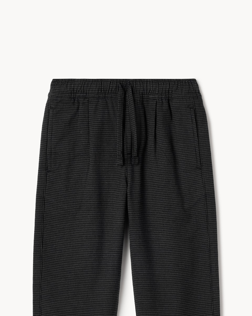 image 1 of F&F Boys Check Drawstring Trousers in Black