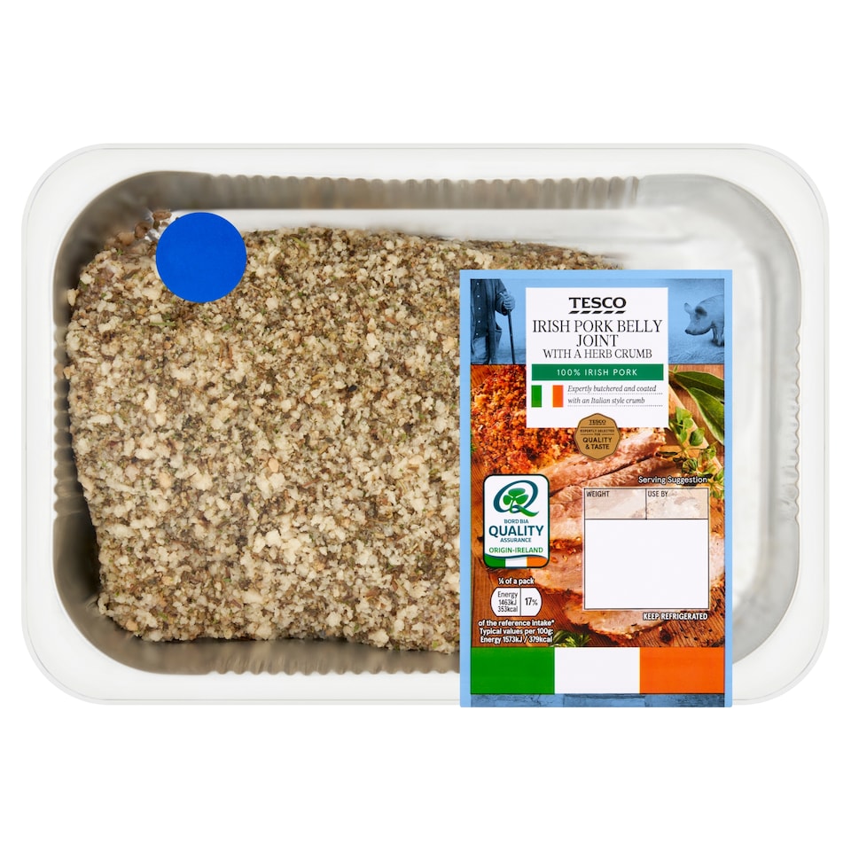 Tesco Irish Pork Belly Joint with a Herb Crumb 500g