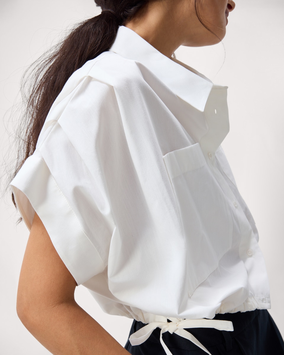 image 1 of F&F Pure Cotton Drawstring Hem Shirt in White
