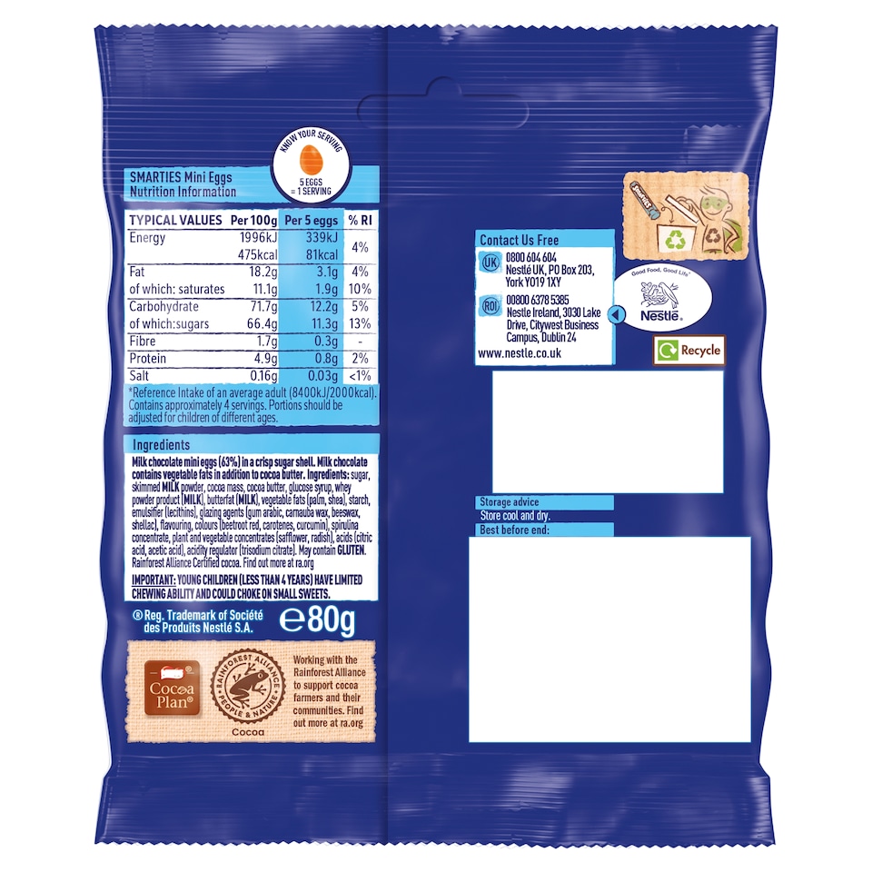 image 1 of Smarties Mini Eggs 80G