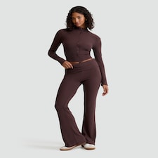 OH ME OH MY Ribbed Foldover Waist Co-ord Leggings in Brown