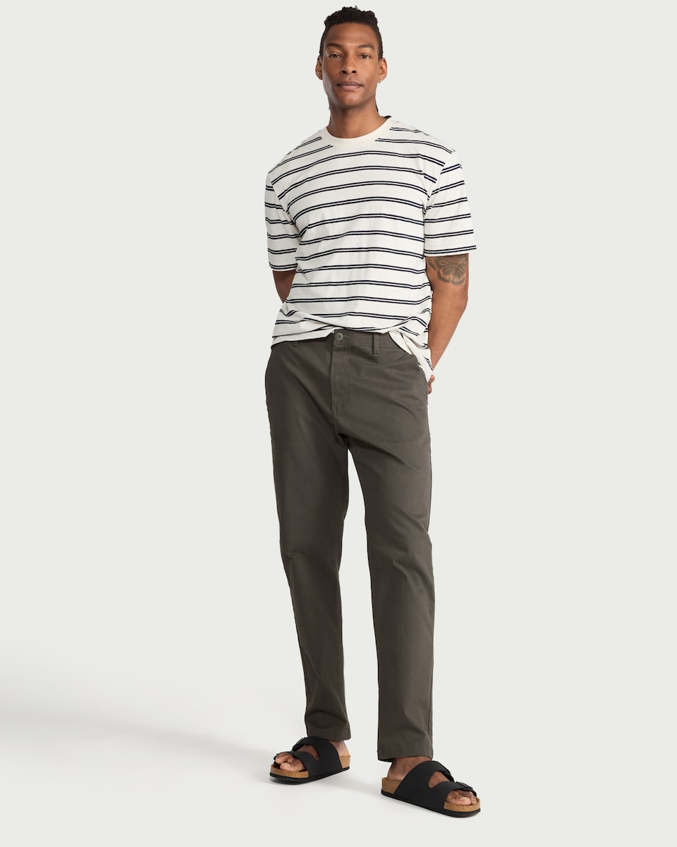 image 1 of F&F Cotton Rich Slim Leg FREEFIT® Chino Trousers in Khaki