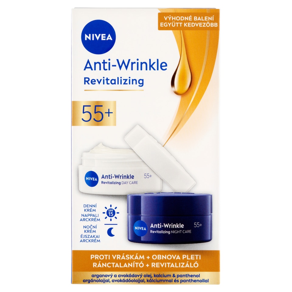 image 1 of NIVEA Revitalizing Anti-Wrinkle Day + Night Face Cream 55+ 2 x 50 ml