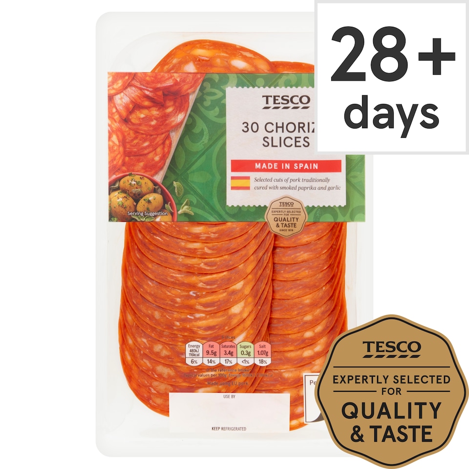 Tesco Spanish Chorizo Sausage Slices 150G