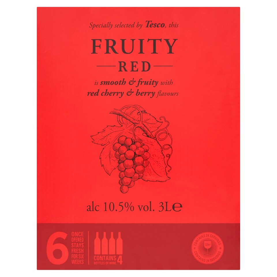 image 1 of Tesco Fruity Red Box Wine 3L