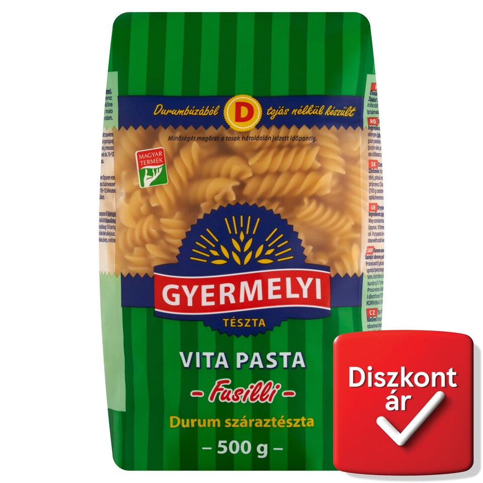 Gyermelyi Vita Pasta Fusilli Durum Wheat Dry Pasta 500 g