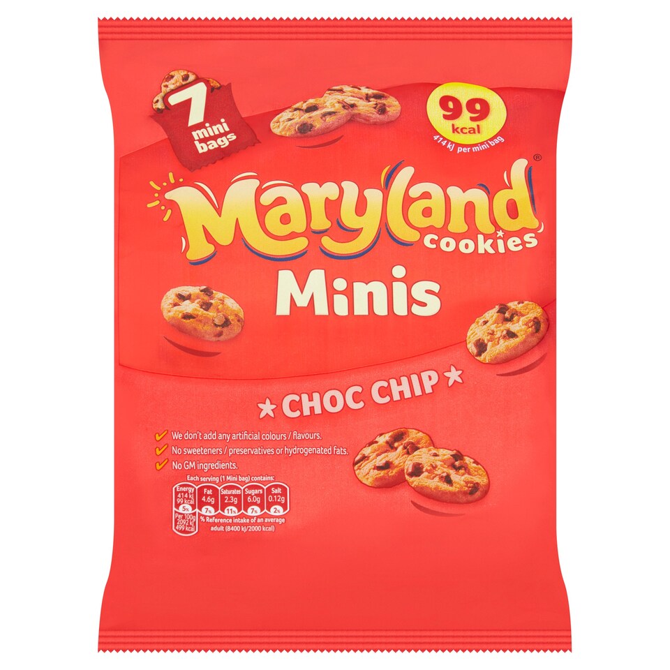 Maryland Mini Cookies Chocolate Chip 7X19.8G Tesco Groceries