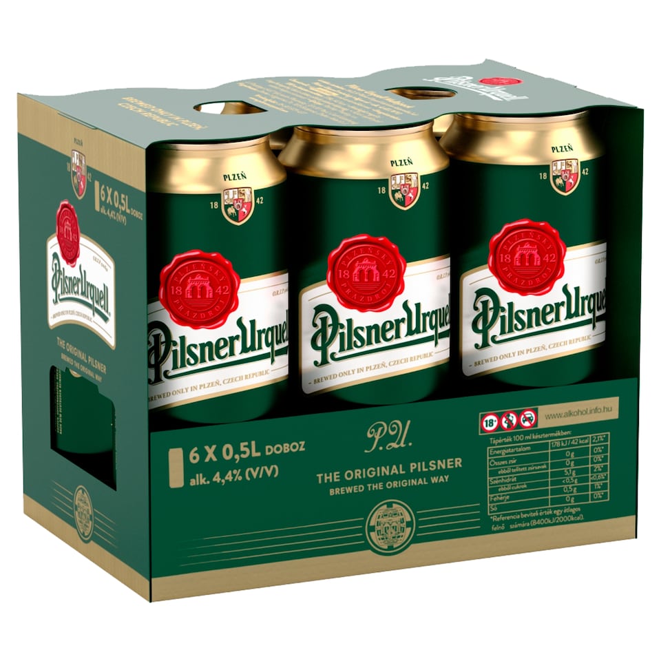 Pilsner Urquell Multipack minőségi világos sör 4,4% 6 x 0,5 l