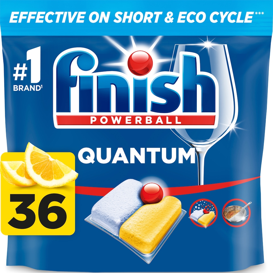 image 1 of Finish Quantum All In One 36 Dishwasher Tablets Lemon 374.4g