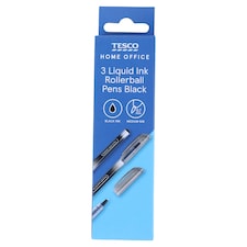 Tesco Liquid Ink Pens Black 3 Pack