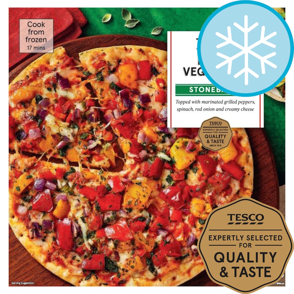 Tesco Stonebaked Thin Mixed Vegetable Pizza 380G