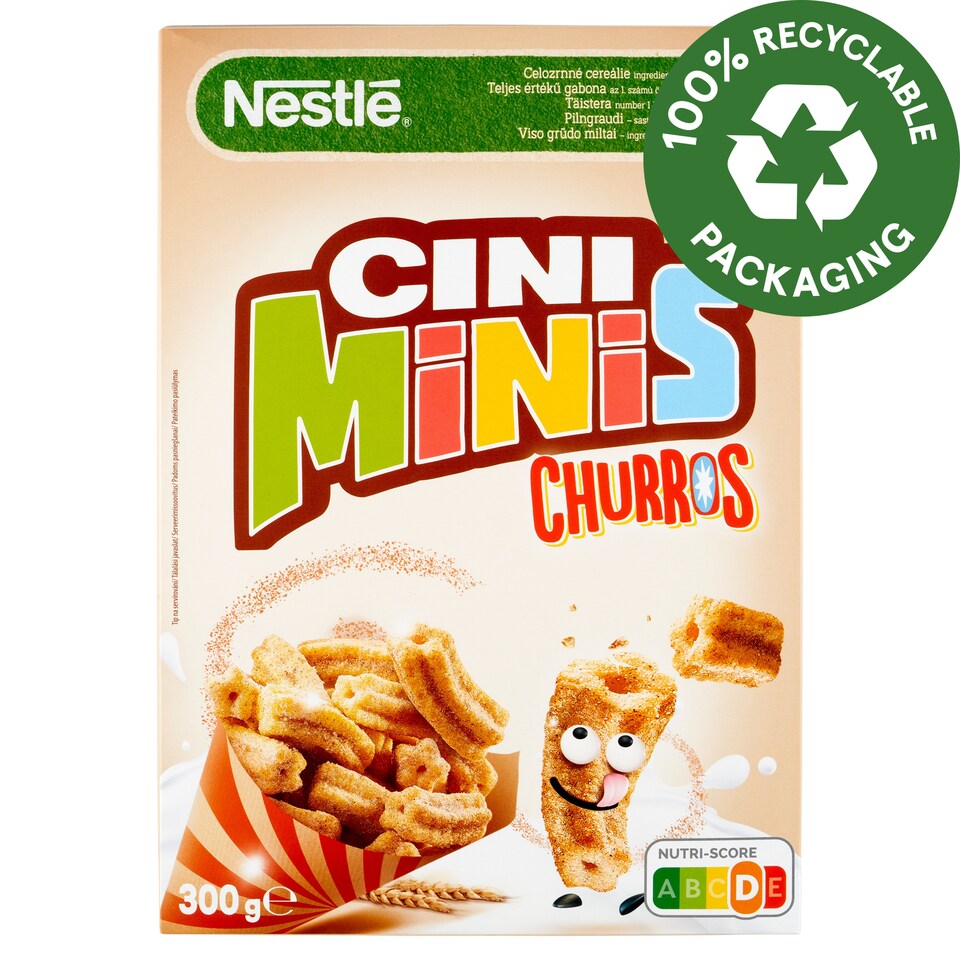 Cini Minis Churros ropogós, fahéjas gabonapehely teljes kiőrlésű búzával 300 g  1. kép