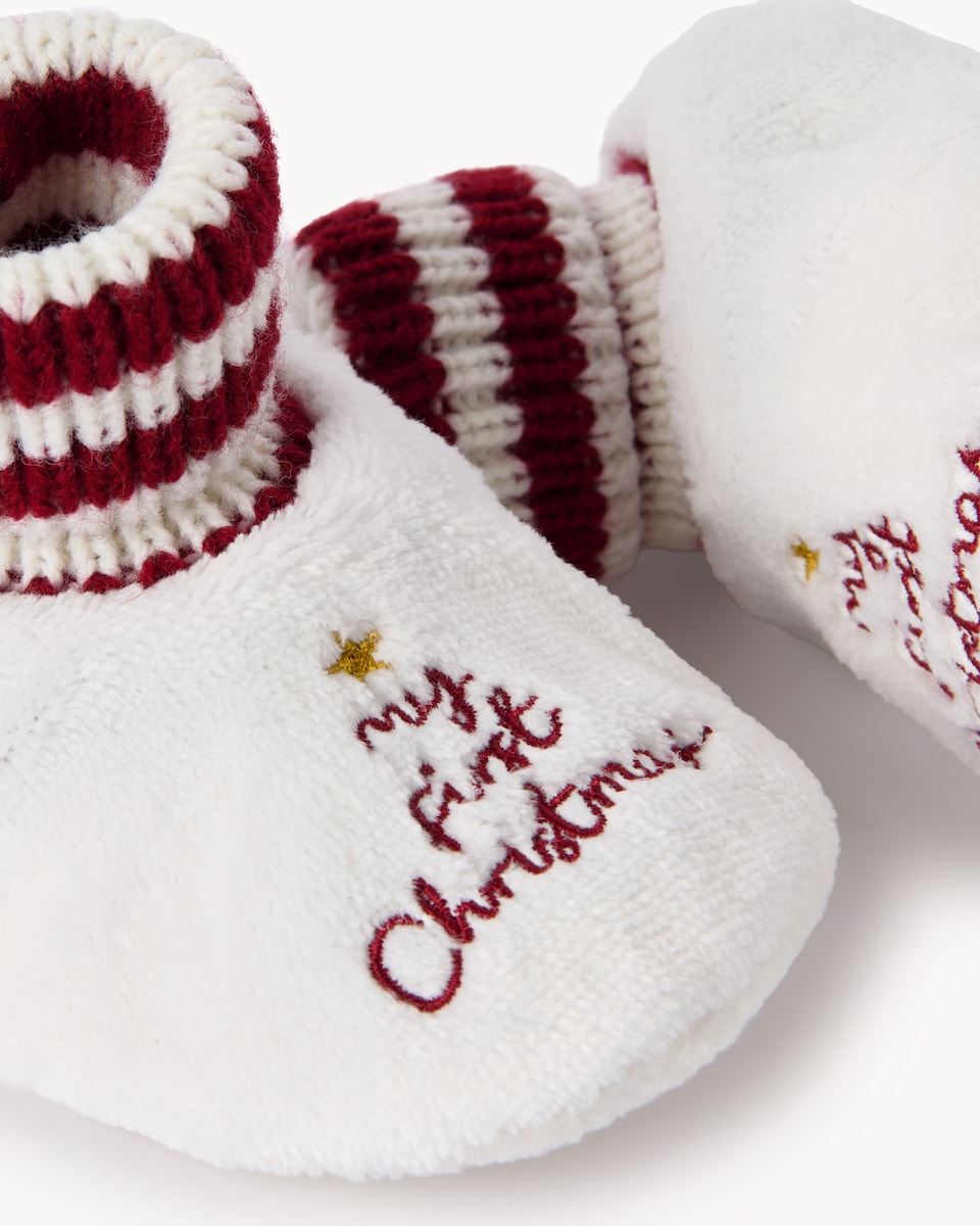 image 1 of Christmas Baby My First Christmas Booties in Multi