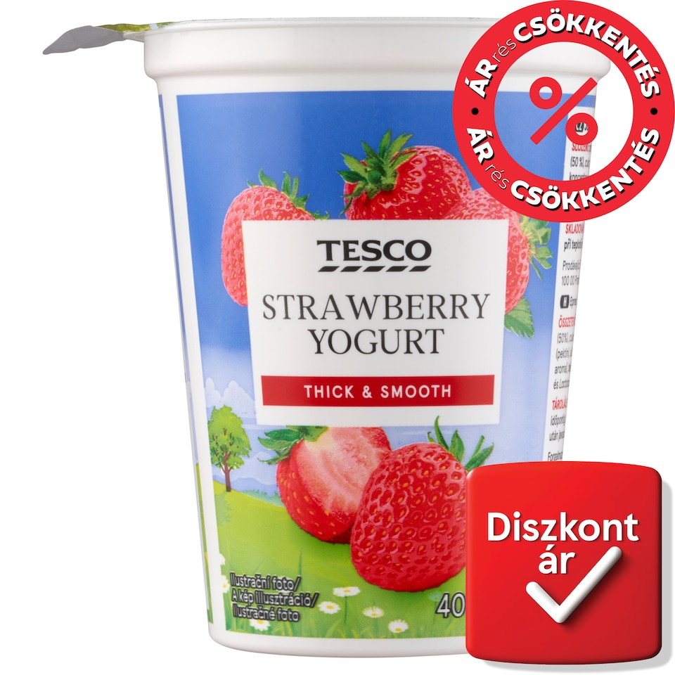 Tesco zsírszegény epres joghurt 400 g