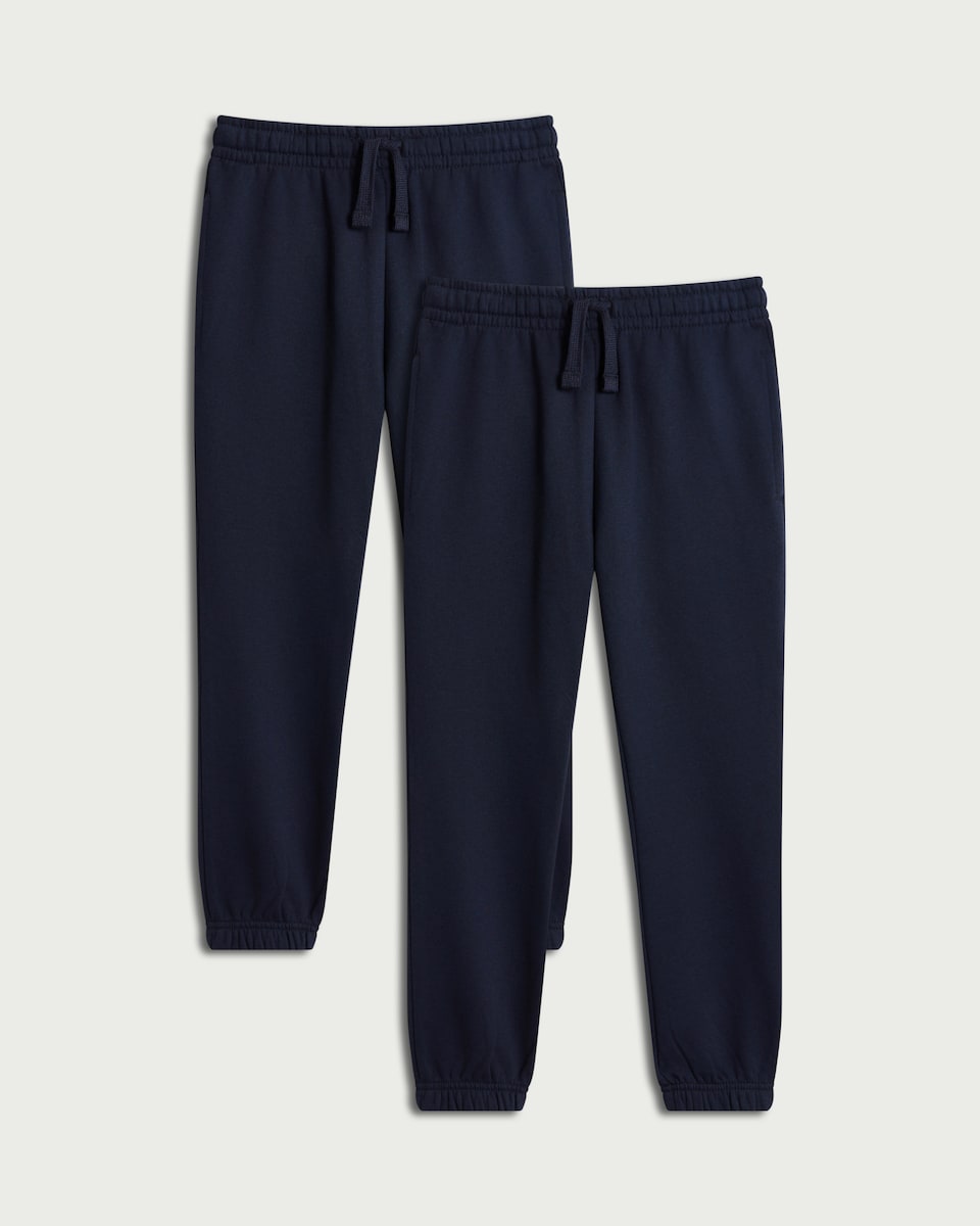 image 1 of F&F School Unisex 2-Pack Cotton Rich Joggers in Navy