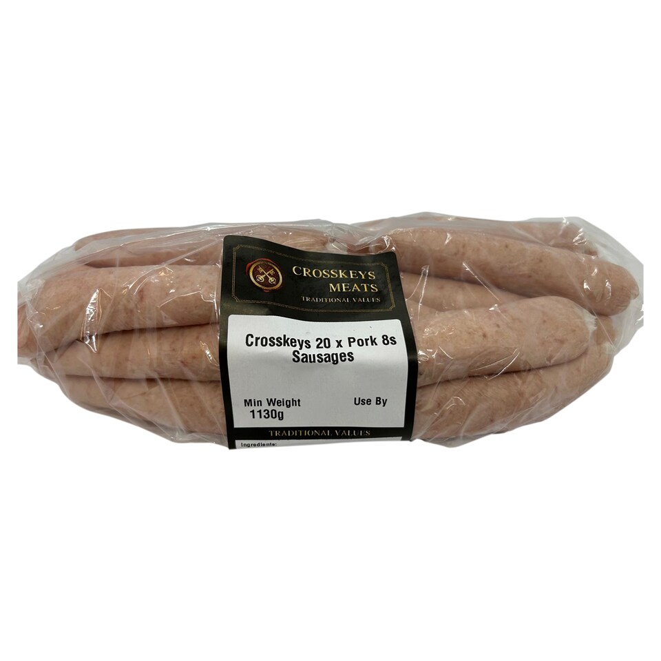 Crosskeys Meats 20 x Pork 8s Sausages 1130G