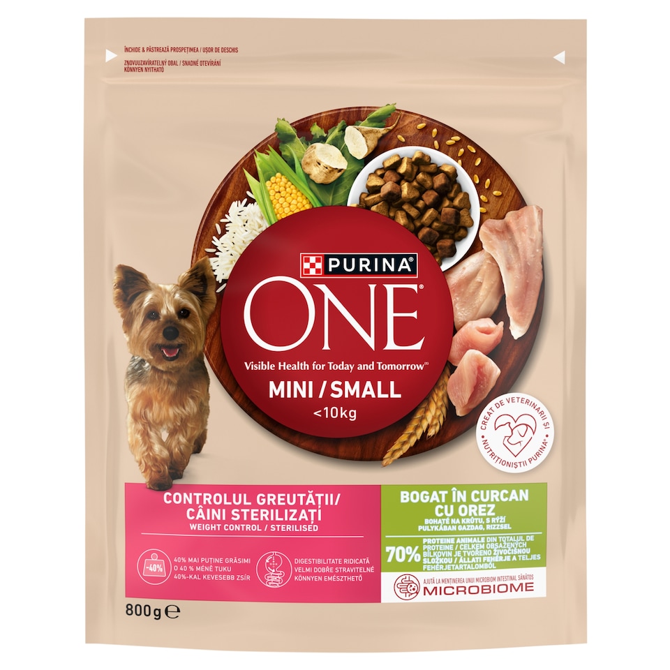 Purina One Mini Weight Control Pulykában gazdag száraz kutyaeledel 800g
