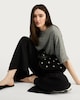 image 4 of The F&F Edit Side Stripe Wide Leg Trousers in Black