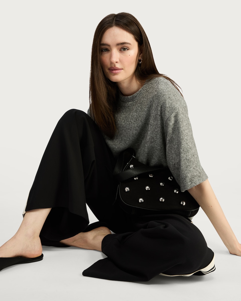 image 1 of The F&F Edit Side Stripe Wide Leg Trousers in Black