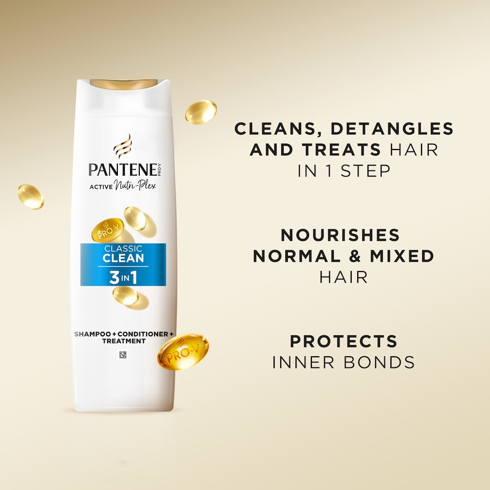 image 1 of Pantene Active Nutri-Plex Classic Clean 3in1 Shampoo Conditioner & Treatment 250ml