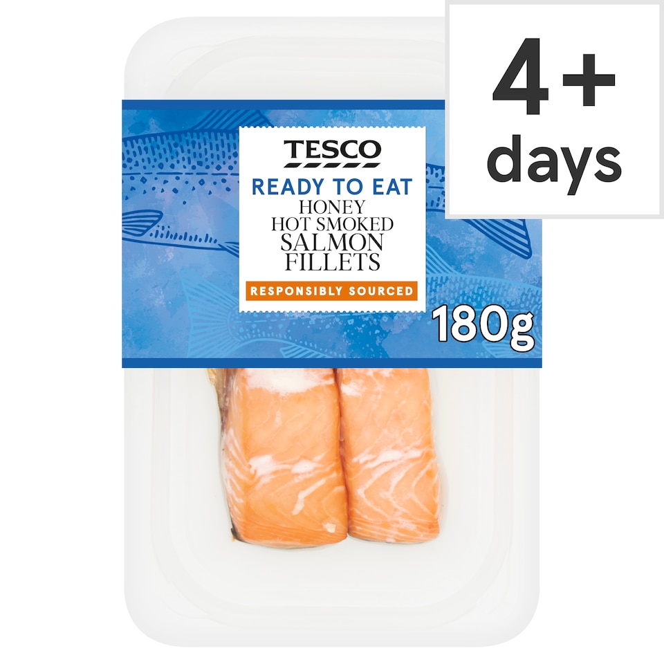 TESCO Ready To Eat Honey Hot Smoked Salmon Fillets 180g