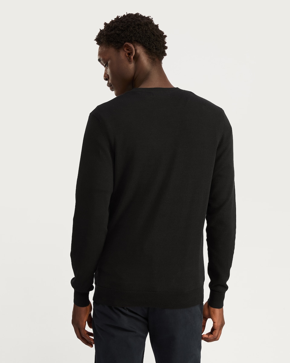 image 1 of F&F Pure Cotton Fine Knit Jumper in Black