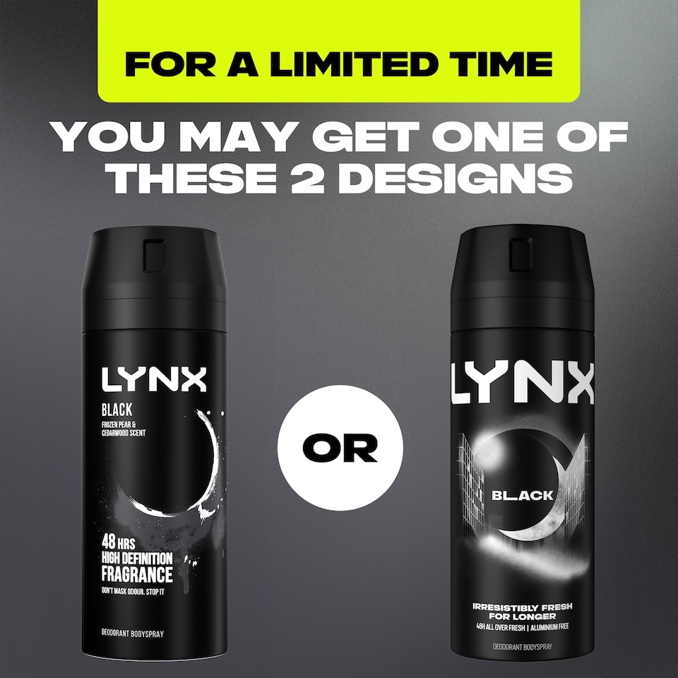 image 1 of Lynx Black 48h Deodorant Bodyspray for Men 150ml