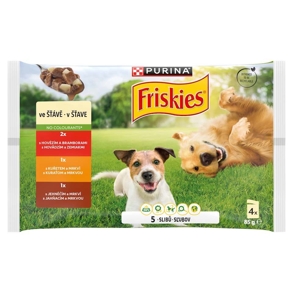 obrázok 1 z Friskies Adult kapsičky pre psov hovädzie, kura, jahňacie v šťave 4 x 85 g