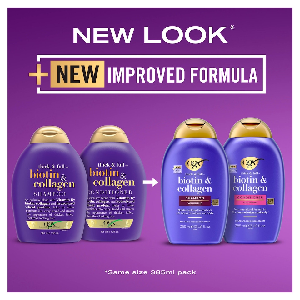 image 1 of OGX Thick & Full Biotin & Collagen Shampoo 385ml