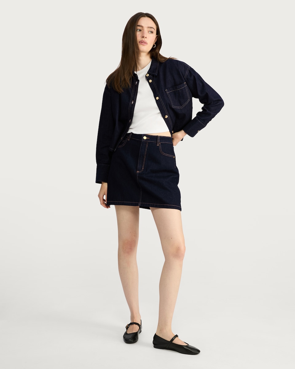 image 1 of The F&F Edit Denim Mini Skirt in Navy