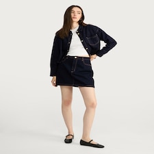 The F&F Edit Denim Mini Skirt in Navy