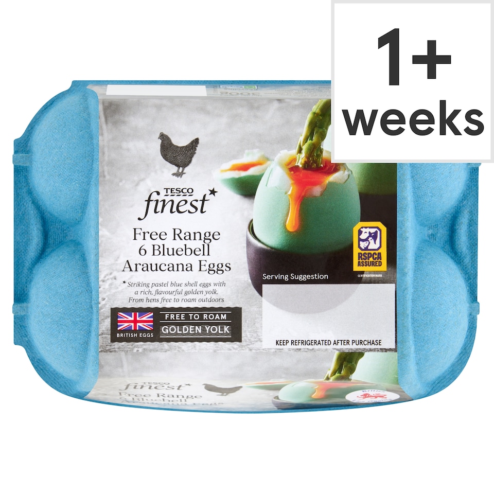 Tesco Finest Free Range Bluebell Araucana Eggs 6 Pack