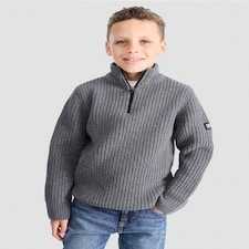 F&F Boys Chenille Half-Zip Knitted Jumper in Khaki